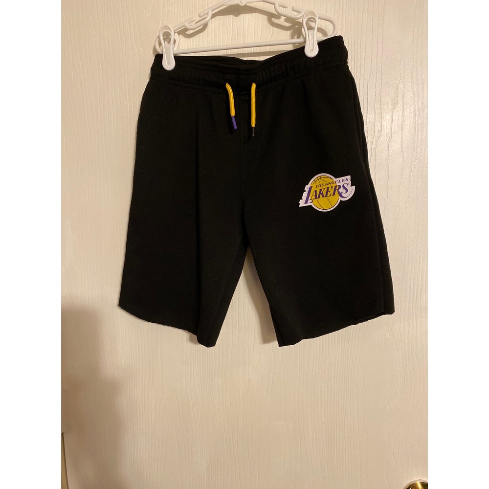 NBA Ultra Game LA Lakers Black Fleece Cut-off Shorts Kids 14-16 XL 0240